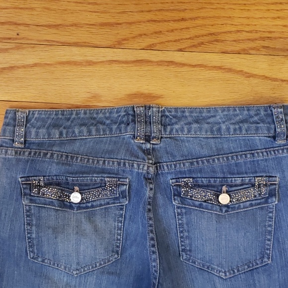 White House Black Market Rhinestone Flare Jeans - Picture 7 of 8